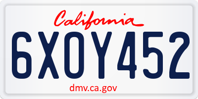 CA license plate 6XOY452