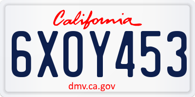 CA license plate 6XOY453