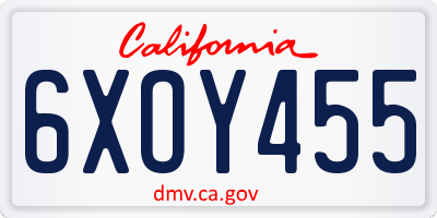 CA license plate 6XOY455