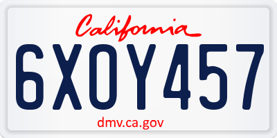CA license plate 6XOY457