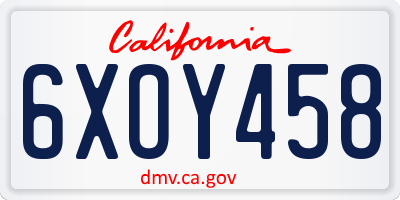 CA license plate 6XOY458