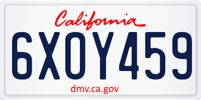 CA license plate 6XOY459