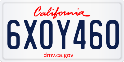 CA license plate 6XOY460