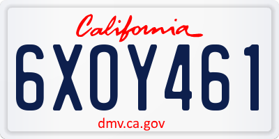 CA license plate 6XOY461