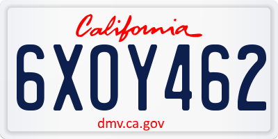 CA license plate 6XOY462