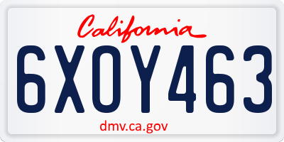 CA license plate 6XOY463