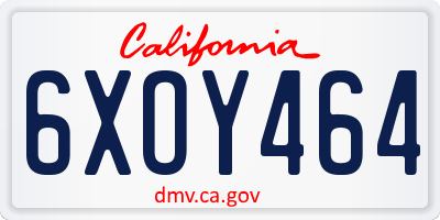 CA license plate 6XOY464