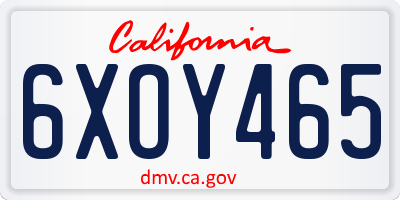 CA license plate 6XOY465