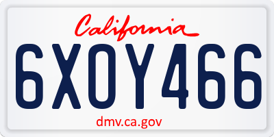CA license plate 6XOY466