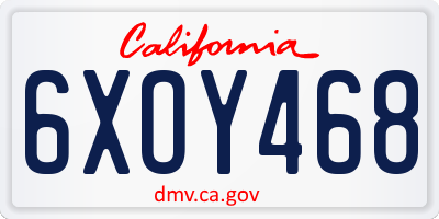 CA license plate 6XOY468