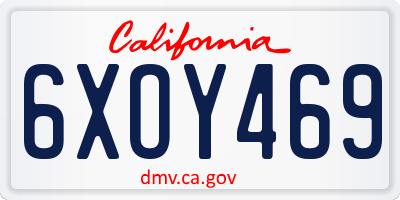 CA license plate 6XOY469