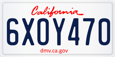 CA license plate 6XOY470