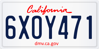 CA license plate 6XOY471