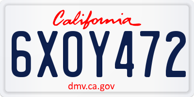 CA license plate 6XOY472