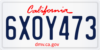 CA license plate 6XOY473