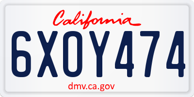 CA license plate 6XOY474