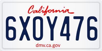 CA license plate 6XOY476
