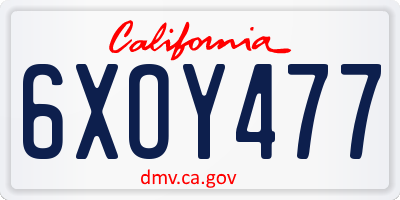 CA license plate 6XOY477