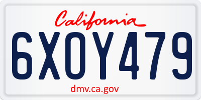 CA license plate 6XOY479