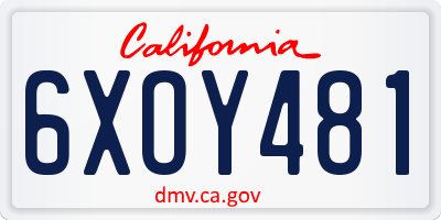 CA license plate 6XOY481