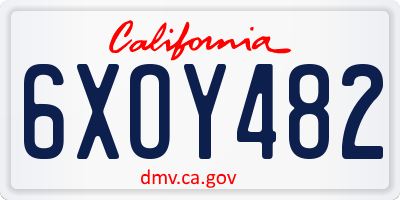 CA license plate 6XOY482