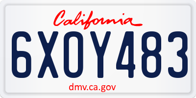 CA license plate 6XOY483