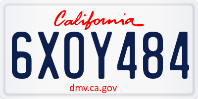 CA license plate 6XOY484