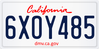 CA license plate 6XOY485