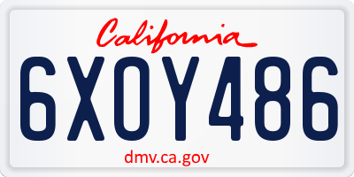 CA license plate 6XOY486