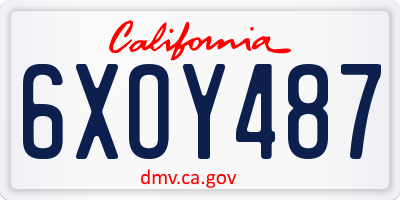 CA license plate 6XOY487
