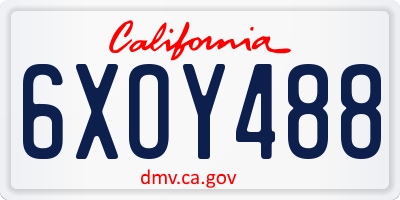 CA license plate 6XOY488