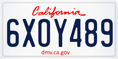 CA license plate 6XOY489