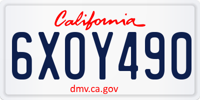 CA license plate 6XOY490