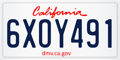 CA license plate 6XOY491