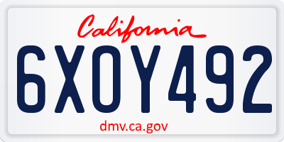 CA license plate 6XOY492