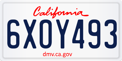 CA license plate 6XOY493