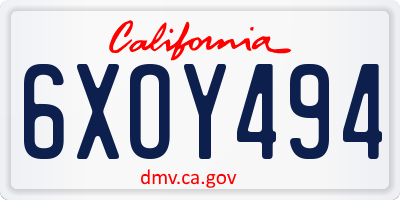 CA license plate 6XOY494