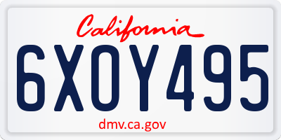 CA license plate 6XOY495