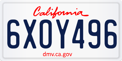 CA license plate 6XOY496