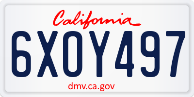 CA license plate 6XOY497