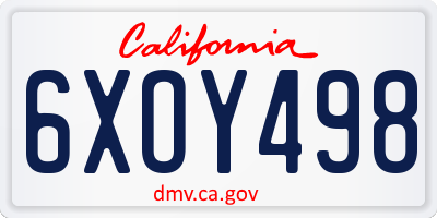 CA license plate 6XOY498