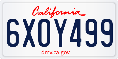 CA license plate 6XOY499