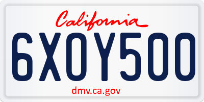 CA license plate 6XOY500