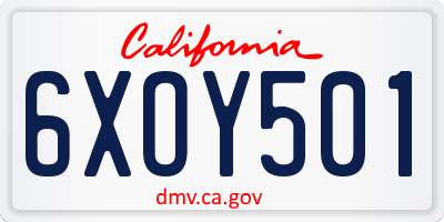 CA license plate 6XOY501