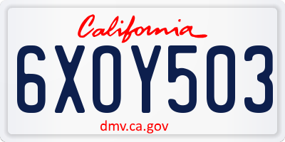CA license plate 6XOY503