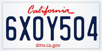 CA license plate 6XOY504