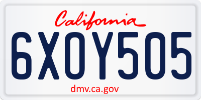 CA license plate 6XOY505