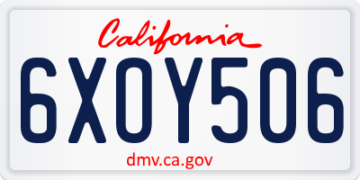 CA license plate 6XOY506