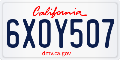 CA license plate 6XOY507