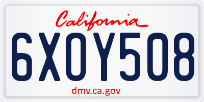 CA license plate 6XOY508